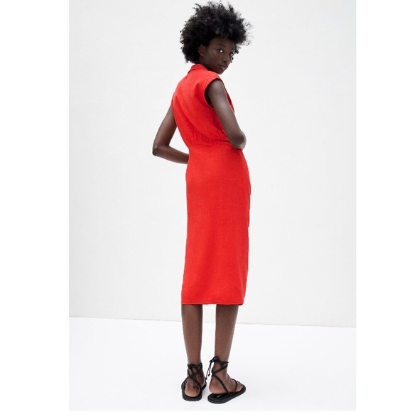 Zara Dresses Zara Linen Blend Ruched Dress Poshmark
